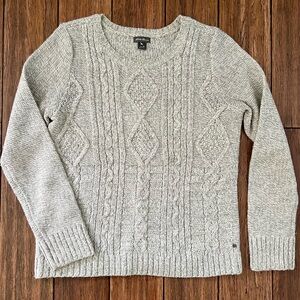 Eddie Bauer Women’s Cable Knit Fisherman Sweater Oatmeal Wool Gorpcore Medium
